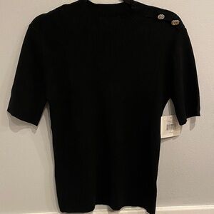 Ellen Tracy Black Sweater with Button Detail